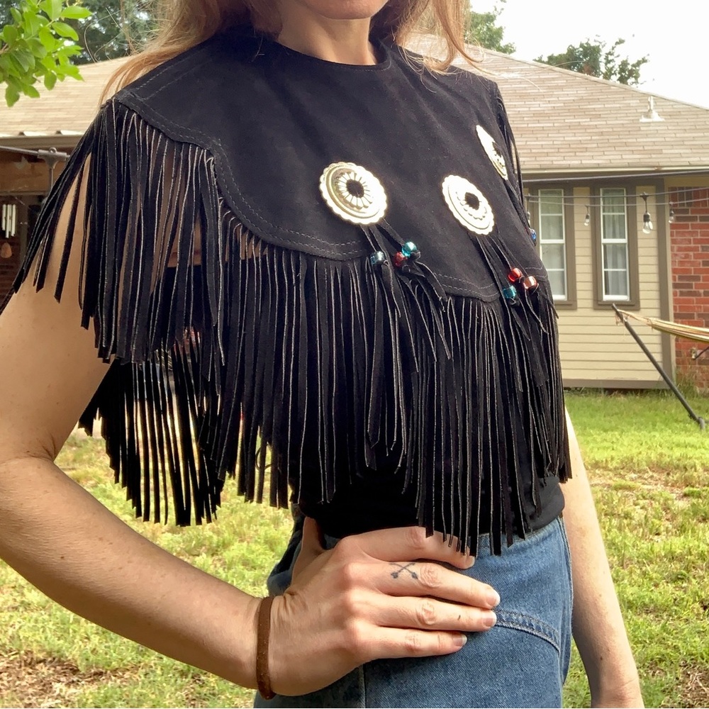 Vintage Western Leather fringe collar